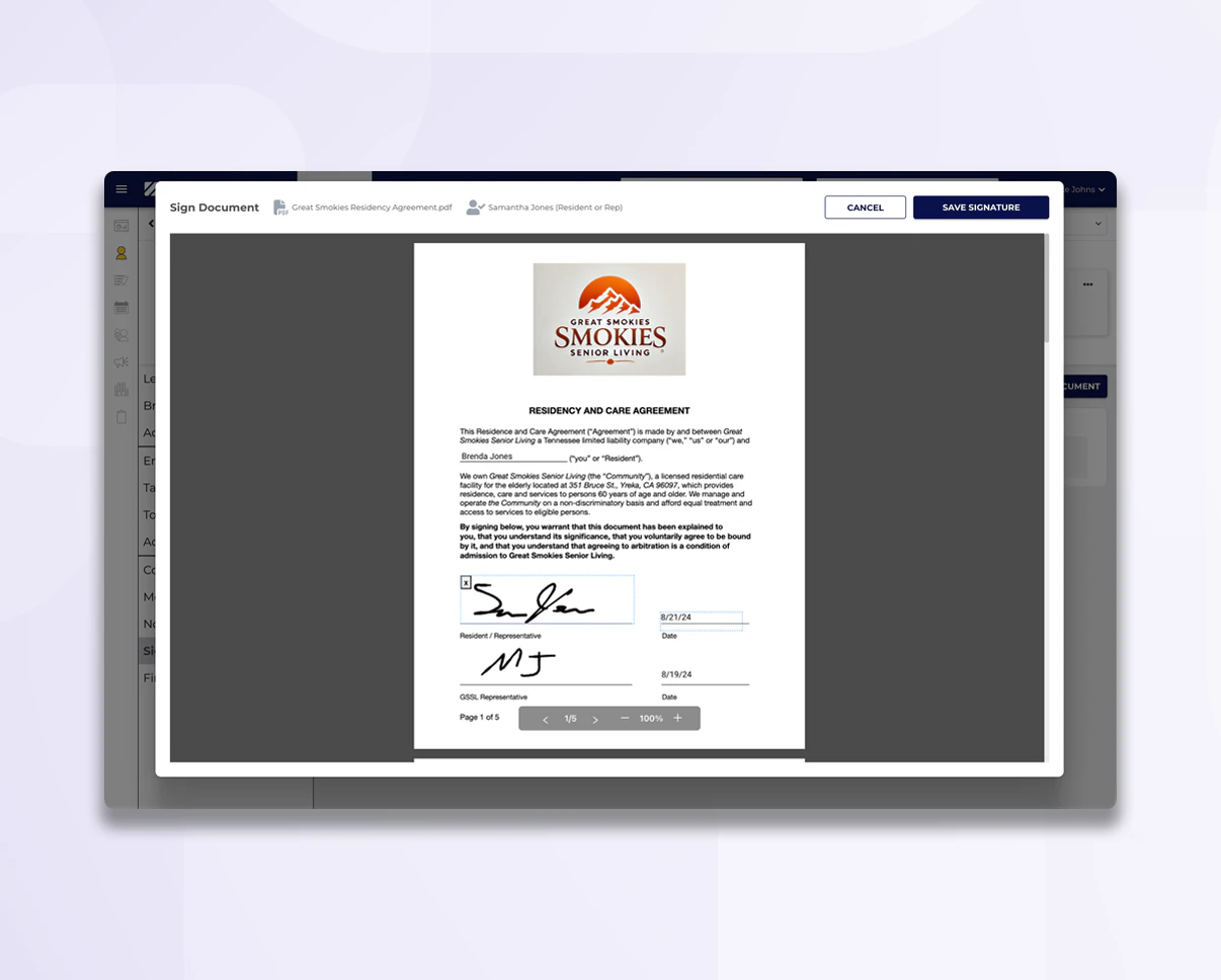 screenshot of ECP CRM